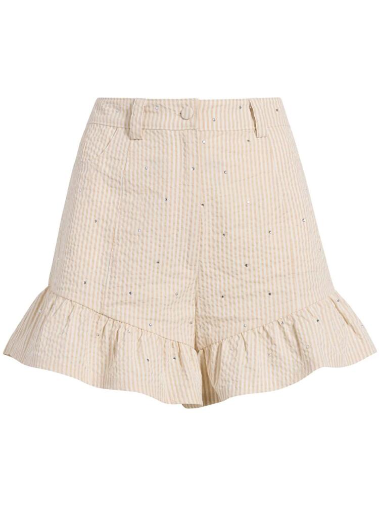 Cinq A Sept Ditsy Neema seersucker shorts - Neutrals Cover