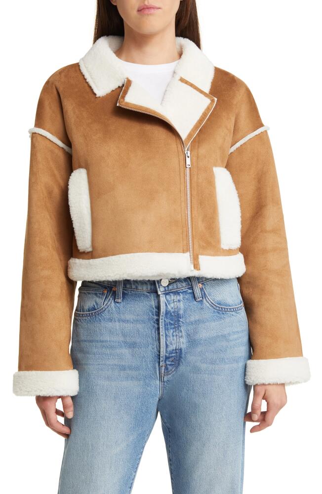 UGG(r) Takara Luxe Fluff Faux Shearling Crop Moto Jacket in Chestnut Cover