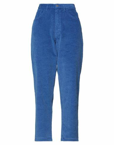 Pence Woman Pants Blue Cotton, Modal, Elastane Cover