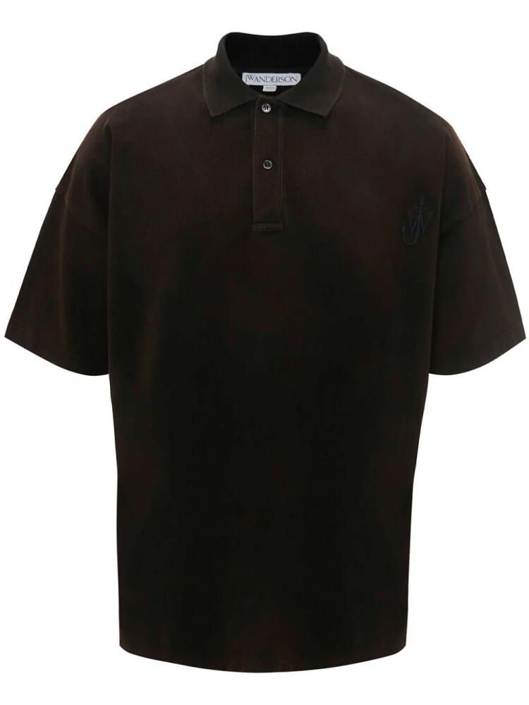 JW Anderson Anchor-embroidered cotton polo shirt - Brown Cover