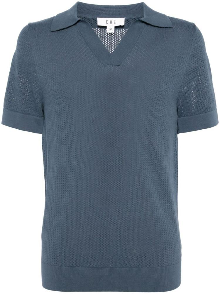 CHÉ cable-knit polo shirt - Blue Cover