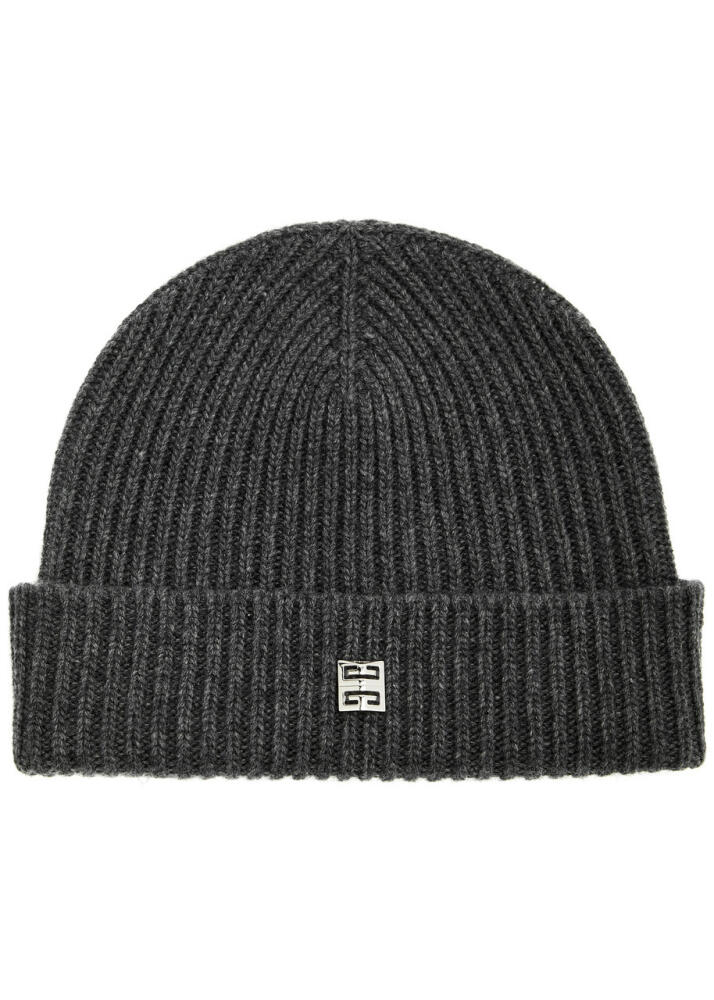 Givenchy Ribbed Logo Wool-blend Beanie - Grey Cover