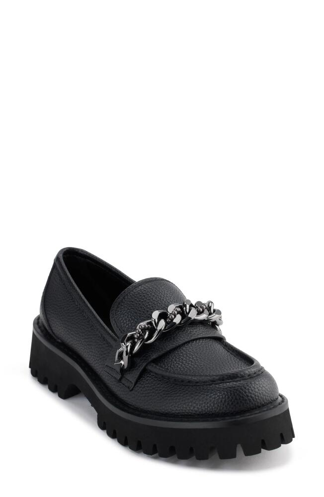 Karl Lagerfeld Paris Gala Lug Chain Loafer in Black Gunmetal Pearl Cover