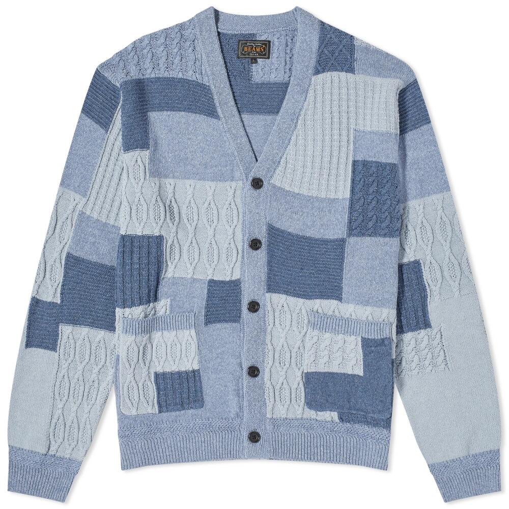 Beams Plus Men's Patchwork Cardigan in Blue Cover