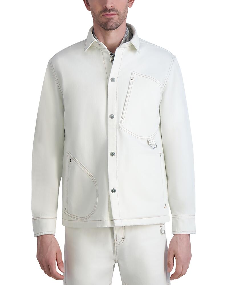 Karl Lagerfeld Paris White Label Denim Asymmetric Pocket Shirt Jacket Cover