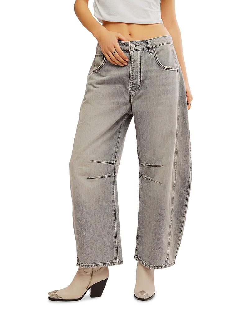 Free People We The Free Good Luck Mid Rise Barrel Jeans in Falcon Grey Cover