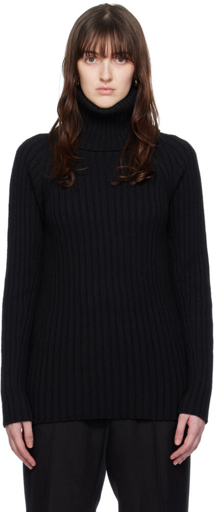 Junya Watanabe Black Ribbed Turtleneck Cover