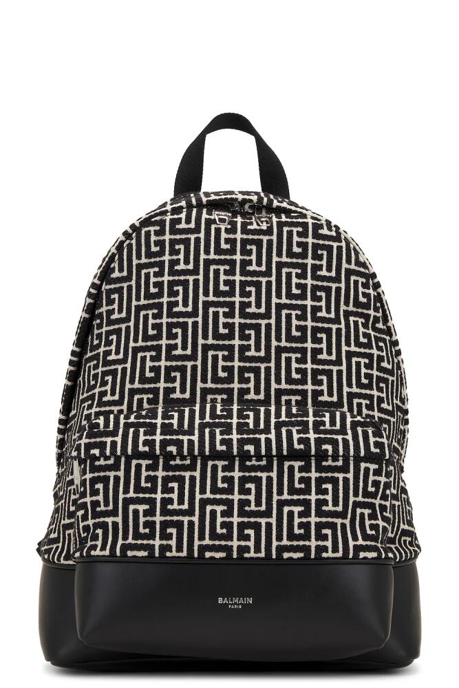 BALMAIN Monogram Jacquard Backpack in Black Cover