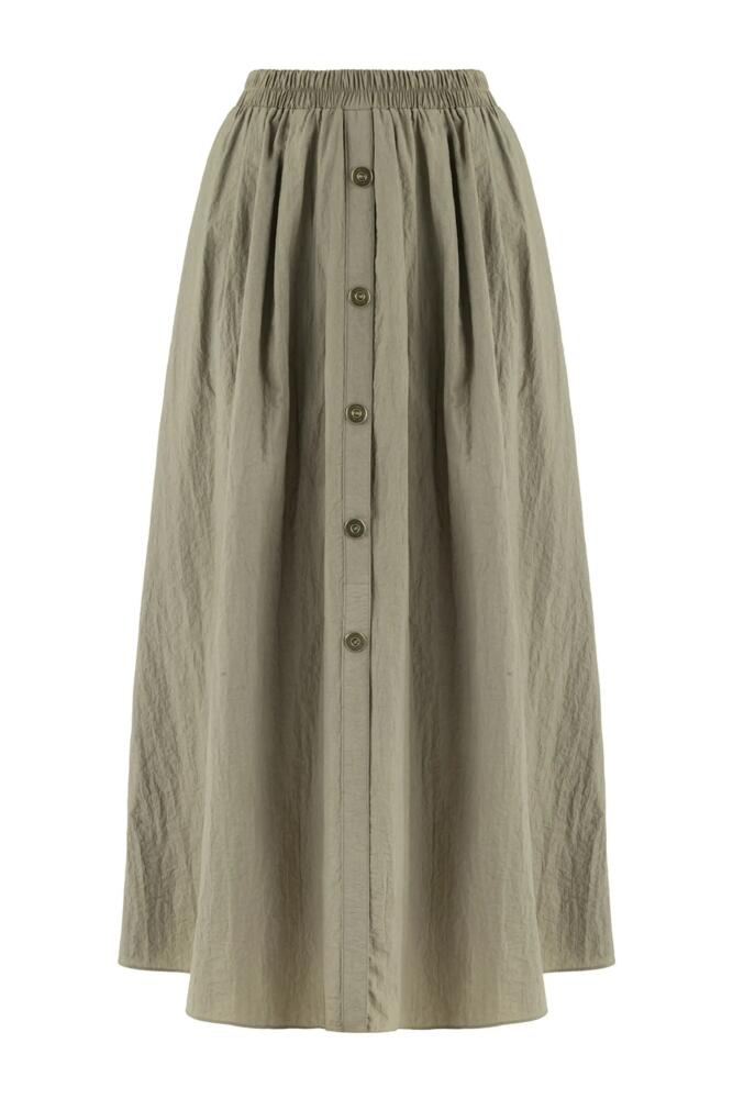 Nocturne Button Accessorized Midi Skirt in Mink Cover