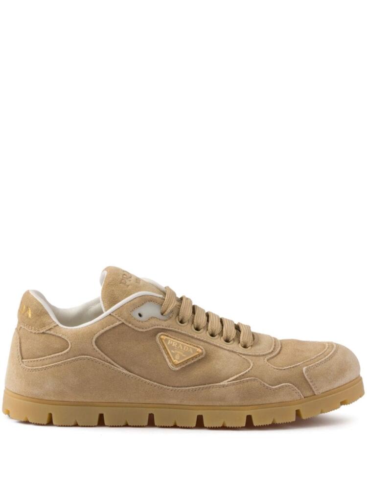 Prada faded-suede sneakers - Neutrals Cover