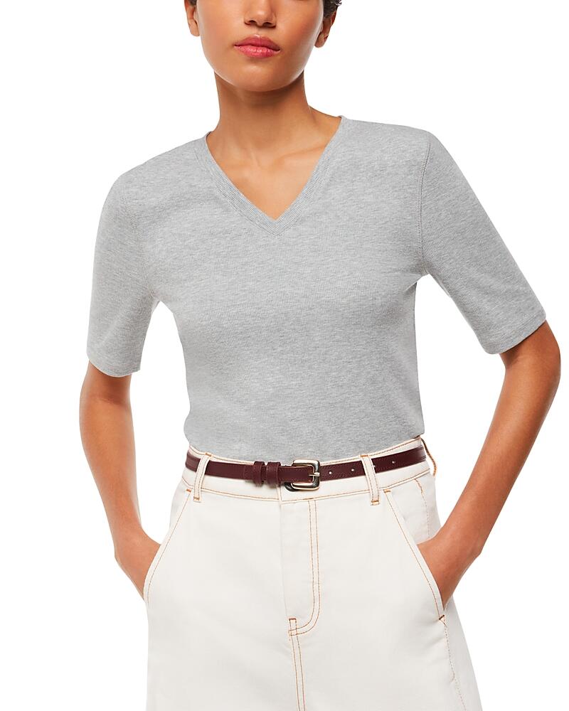 Whistles Ribbed Elbow Sleeve Top Cover