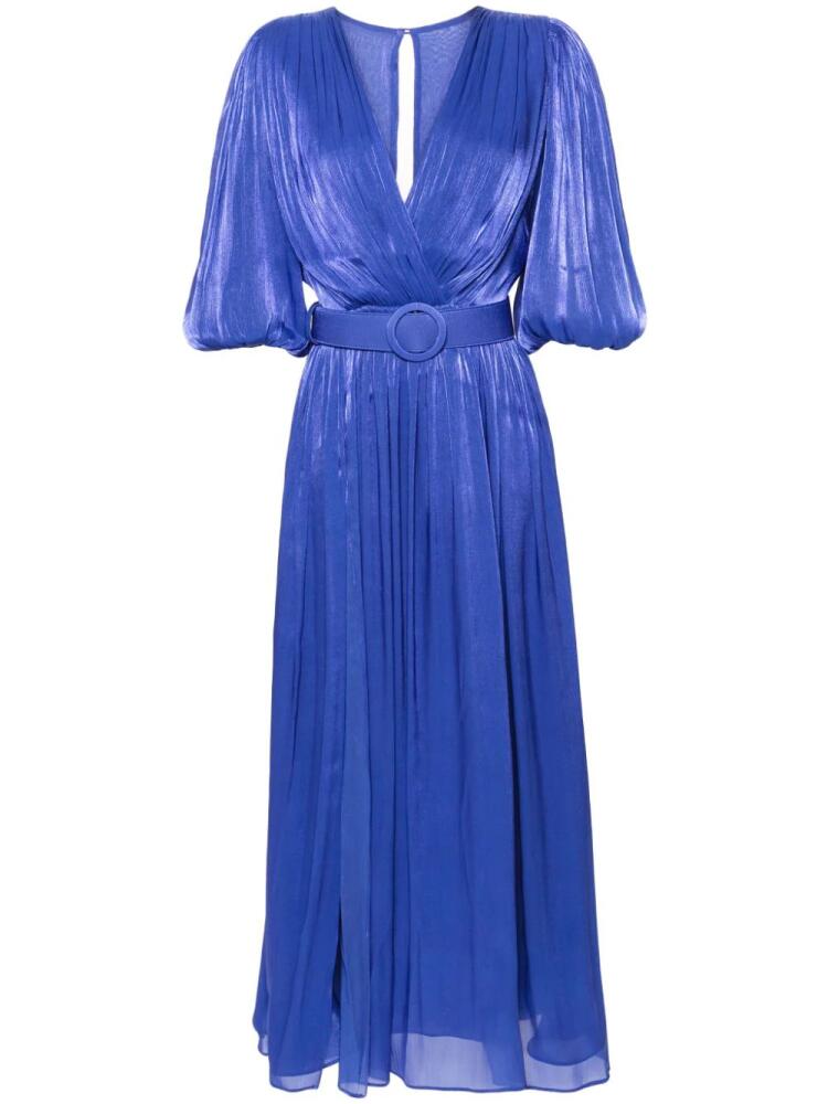 Costarellos plissé-effect lurex maxi dress - Blue Cover