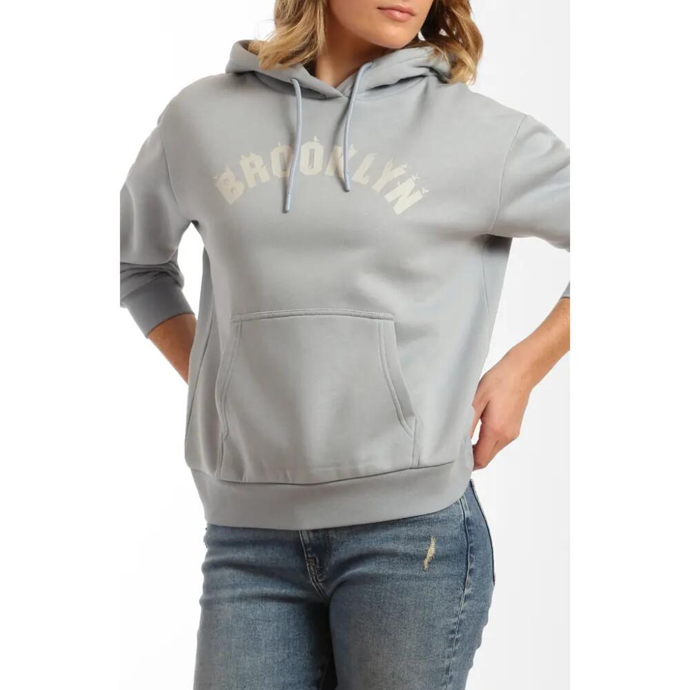 Brooklyn Industries Brooklyn Birds Cotton Blend Hoodie in Blue Fog Cover