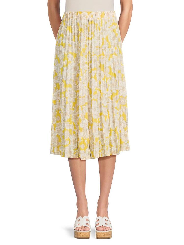 Tommy Hilfiger Women's Floral Pleated A Line Skirt - Deep Maize Cover