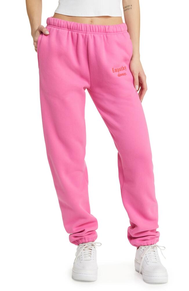 THE MAYFAIR GROUP Empathy Always Embroidered Fleece Sweatpants in Pink Cover