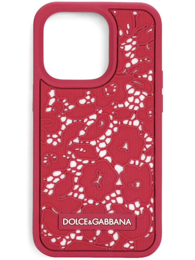 Dolce & Gabbana floral lace iPhone 14 Pro case - Pink Cover