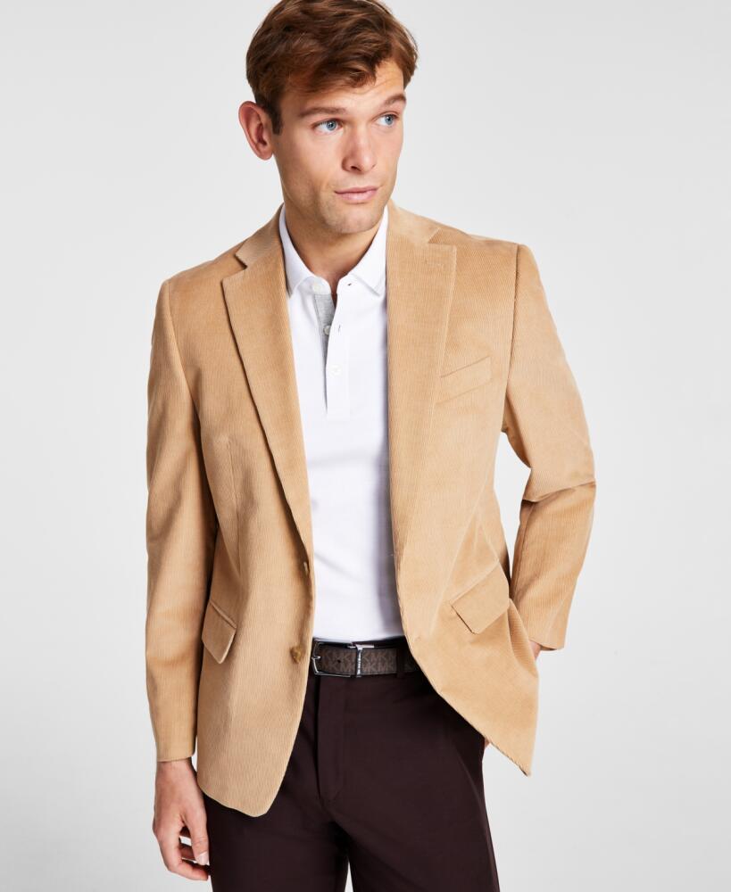 Michael Kors Men's Modern-Fit Stretch Corduroy Solid Sport Coat - Camel Cover