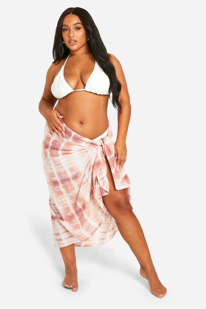 boohoo Womens Plus Oversized Tie Dye Beach Sarong - White Cover