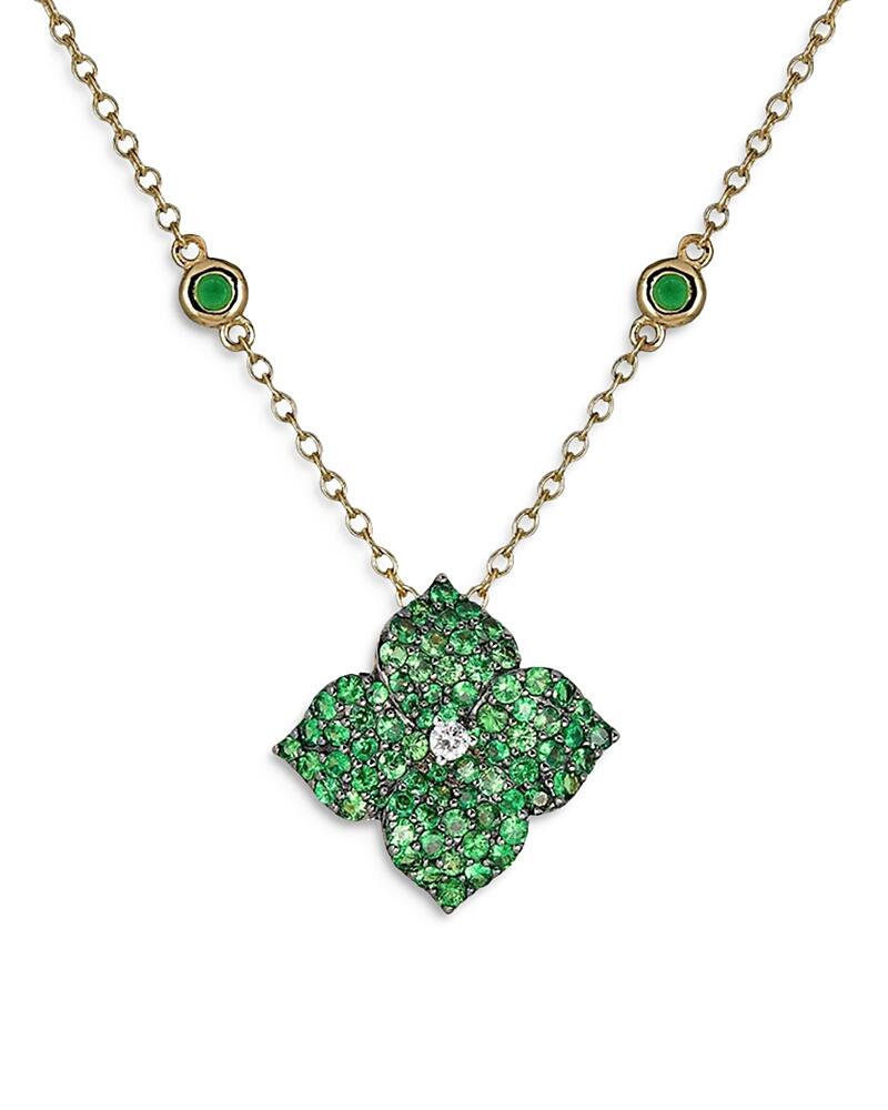 Piranesi 18K Yellow Gold Small Fiore Necklace with Green Tsavorite Garnets and Diamonds Cover