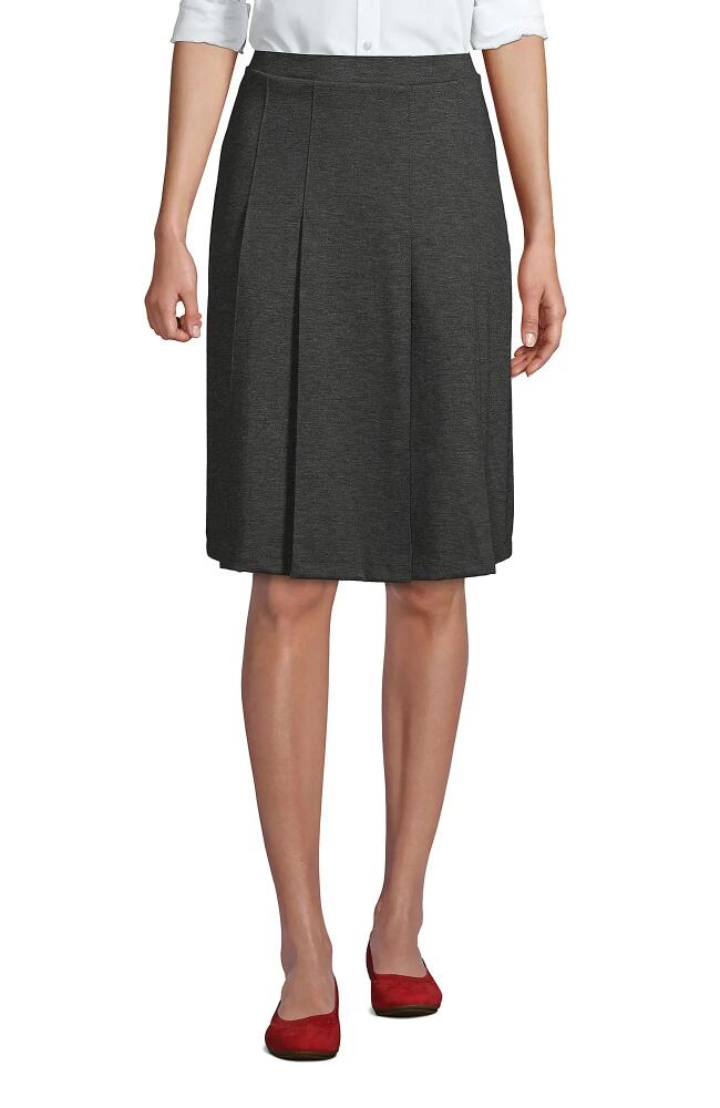 Lands' End School Uniform Ponte Pleat Skirt in Charcoal Heather Cover