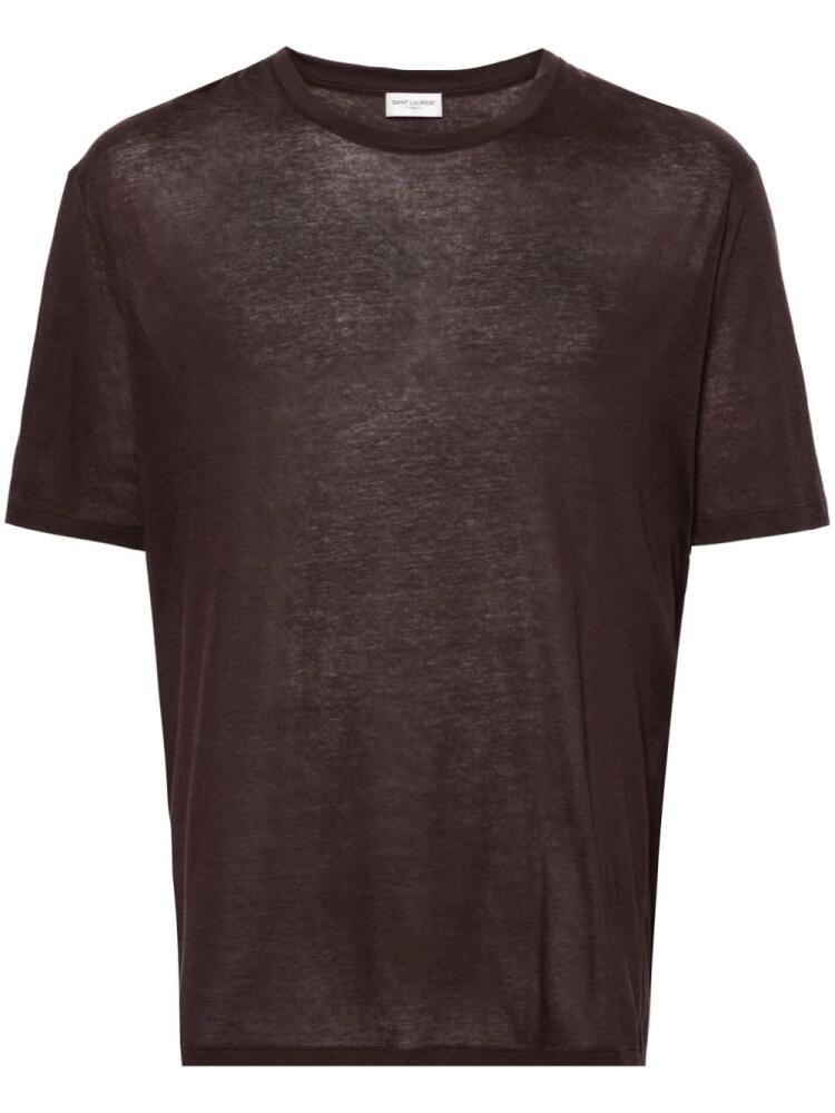 Saint Laurent semi-sheer cotton T-shirt - Brown Cover