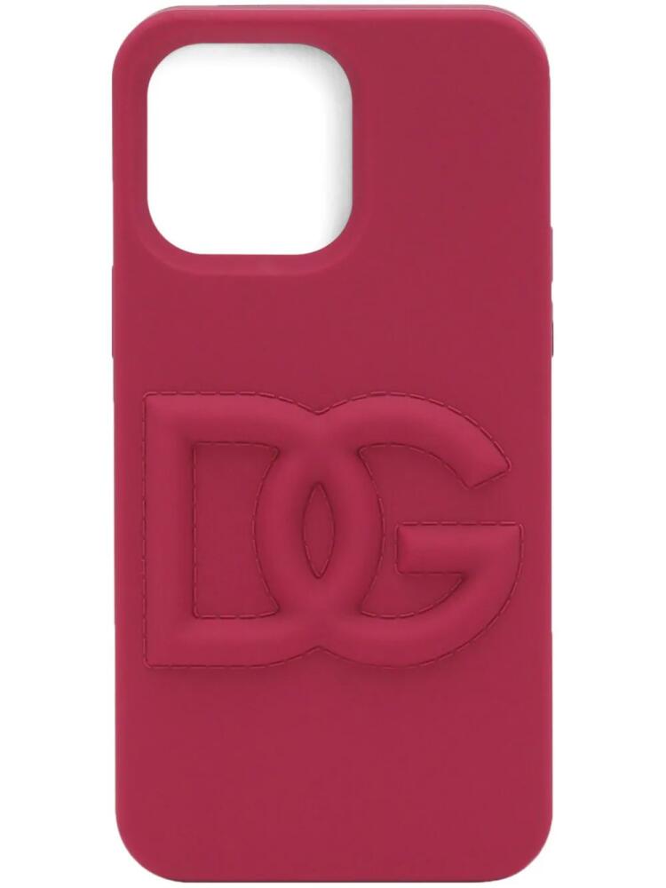 Dolce & Gabbana logo-embossed iPhone 14 Pro Max case - Pink Cover