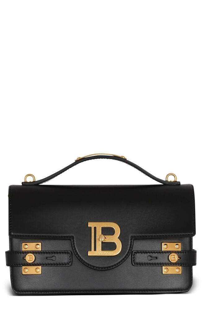 Balmain B-Buzz 24 Leather Top Handle Bag in Black Cover