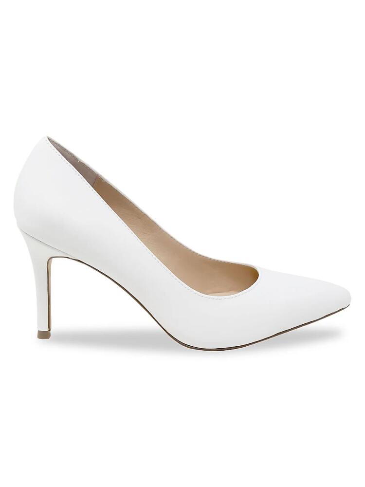 Charles David Women's Interim Point Toe Leather & Suede Pumps - White Cover