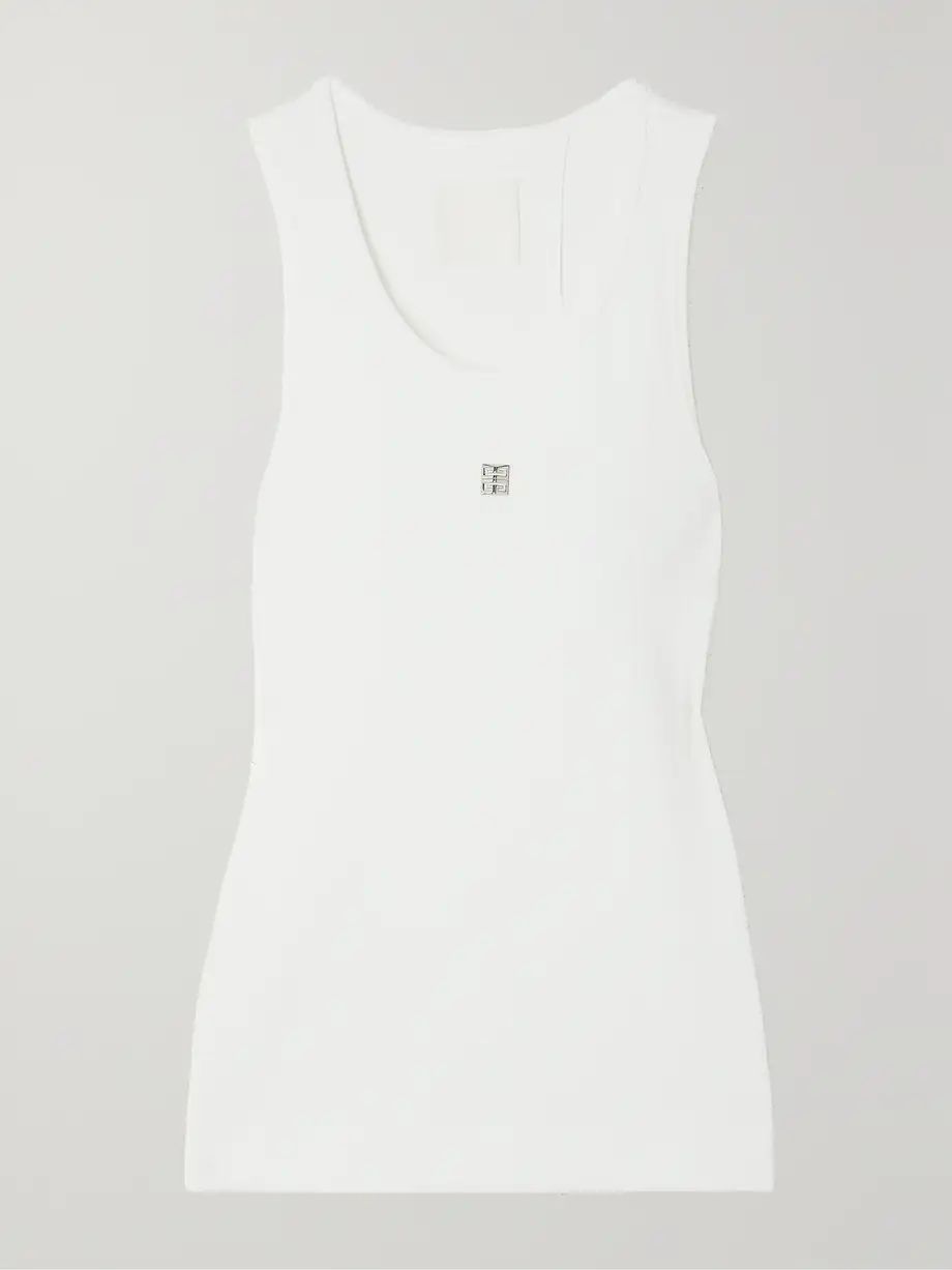 Givenchy - Embellished Ribbed Stretch-cotton Tank - White Cover