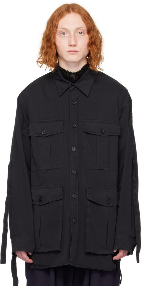 Dries Van Noten Black Flap Pocket Shirt Cover