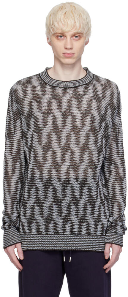 Dries Van Noten Blue & Brown Relaxed Fit Sweater Cover