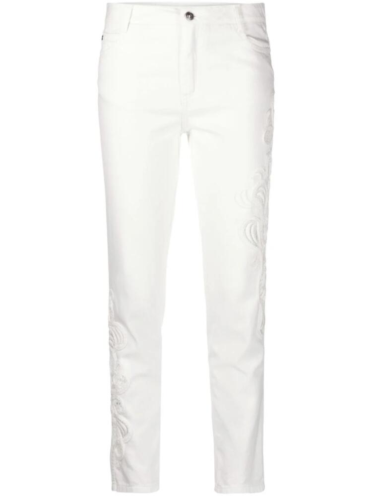 Ermanno Scervino crochet-panelling mid-rise boyfriend jeans - White Cover