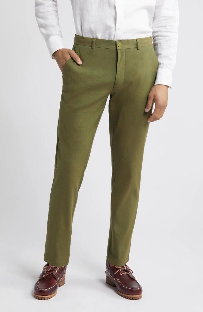 Nordstrom Slim Fit Stretch Linen Blend Chino Pants in Olive Mayfly Cover