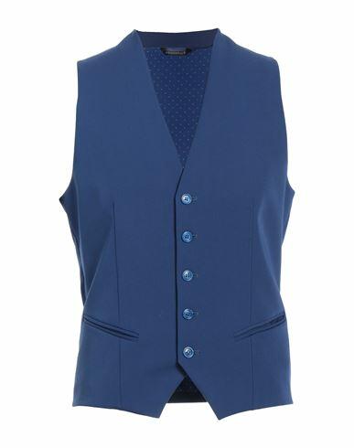 Grey Daniele Alessandrini Man Tailored Vest Blue Polyester, Viscose, Elastane Cover