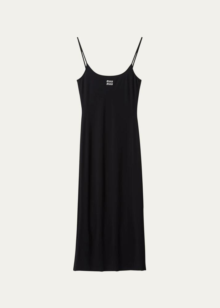 Miu Miu Logo-Print Jersey Midi Dress Cover