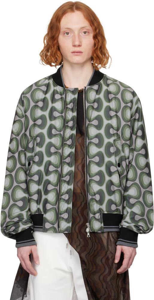 Dries Van Noten Khaki Printed Bomber Jacket Cover