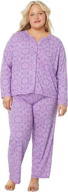 Karen Neuburger Plus Long Sleeve Cardigan PJ Set (Floral Medallion) Women's Pajama Sets Cover