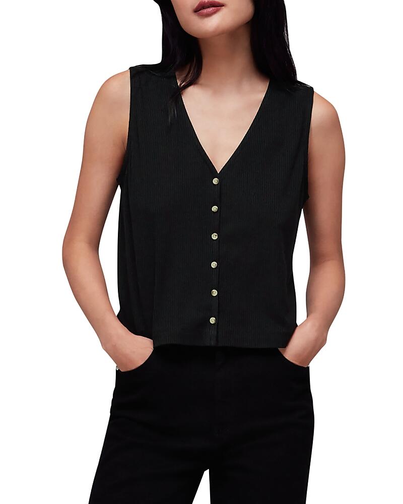 Whistles Ribbed Button Front Tank Top Cover