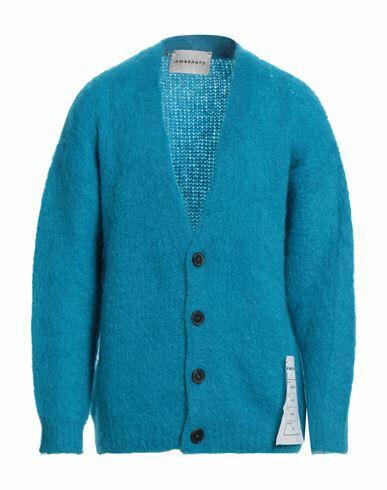 Amaranto Man Cardigan Azure Mohair wool, Acrylic, Polyamide, Elastane Cover