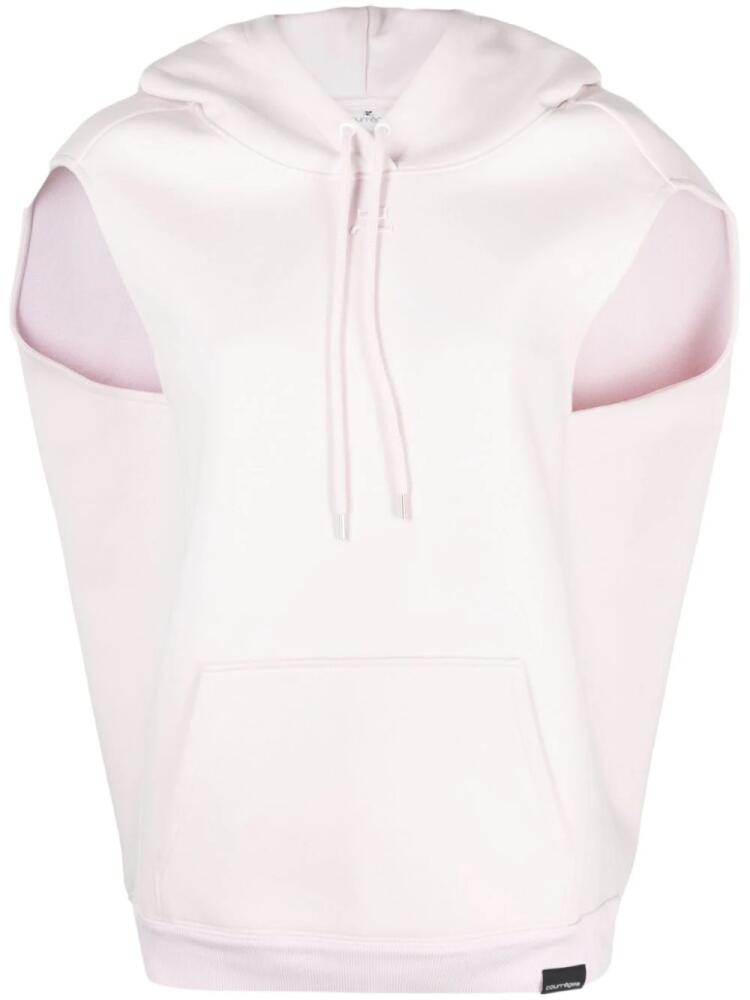 Courrèges logo-embroidered jersey hoodie - Pink Cover