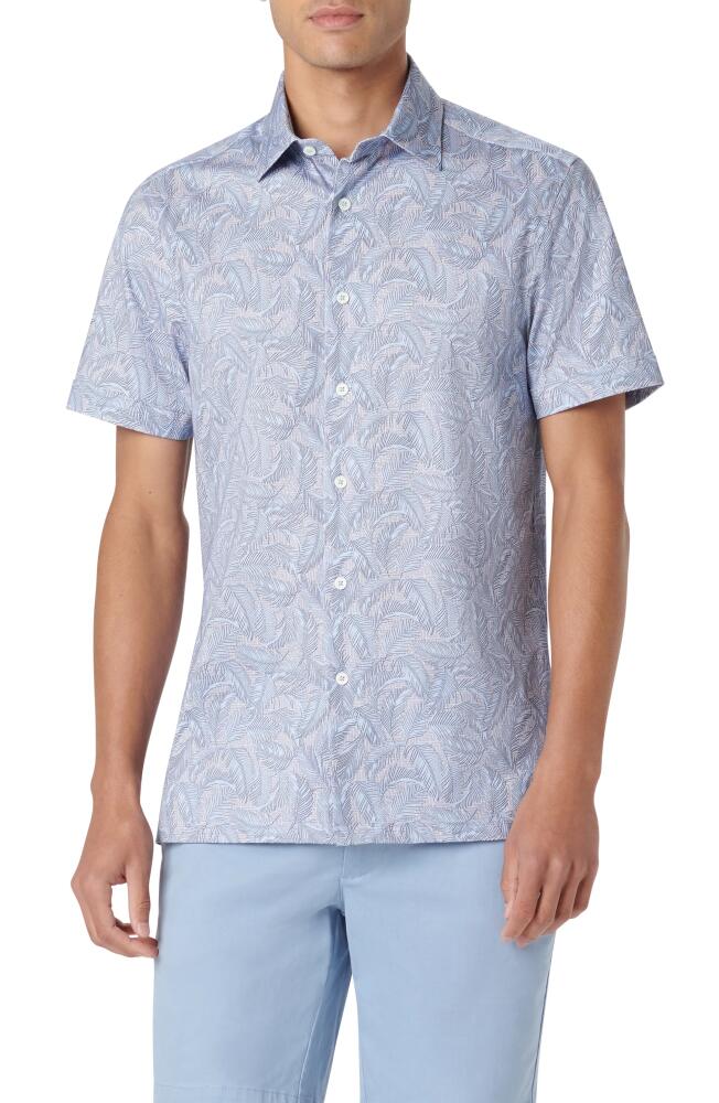 Bugatchi Milo OoohCotton® Print Short Sleeve Button-Up Shirt in Air Blue Cover