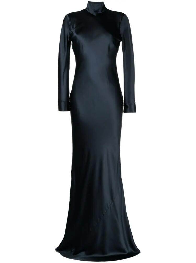 Michelle Mason open-back long-sleeve gown dress - Blue Cover