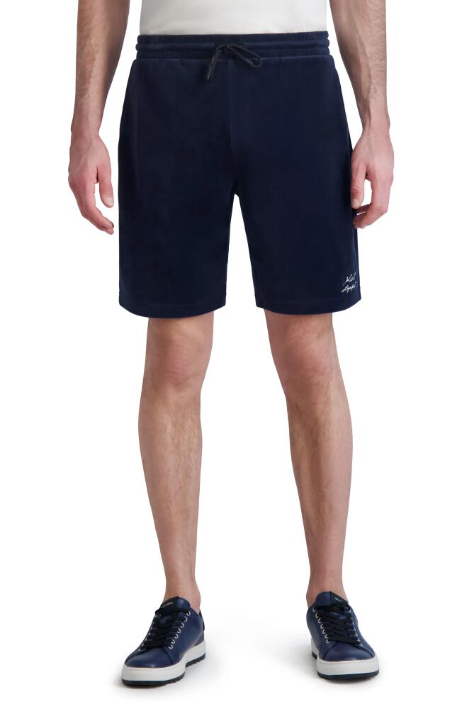 Karl Lagerfeld Paris French Terry Drawstring Shorts in Navy Cover