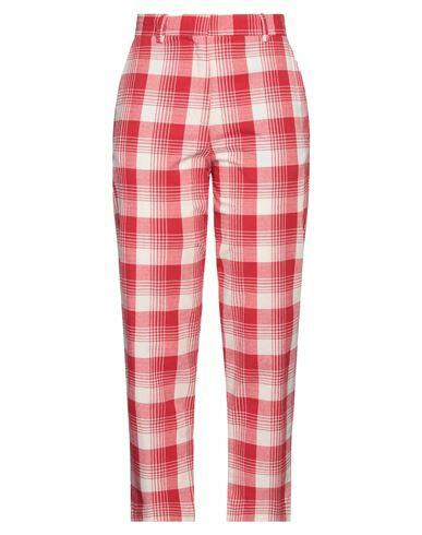 Ottod'ame Woman Pants Red Cotton, Polyester, Linen, Elastane Cover