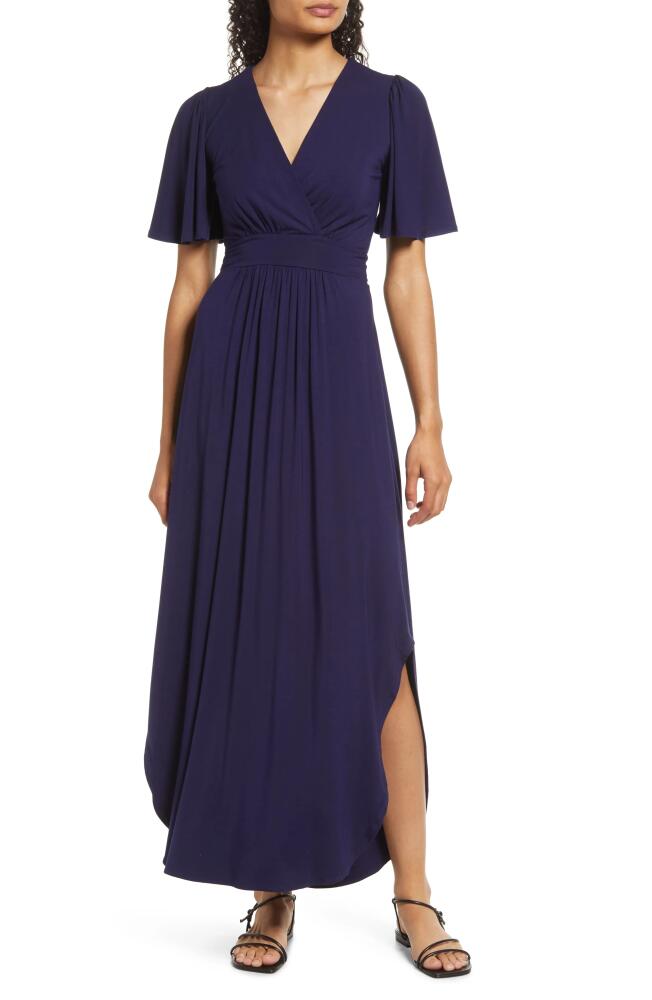 Fraiche by J Flutter Sleeve Jersey Maxi Dress in Navy Cover