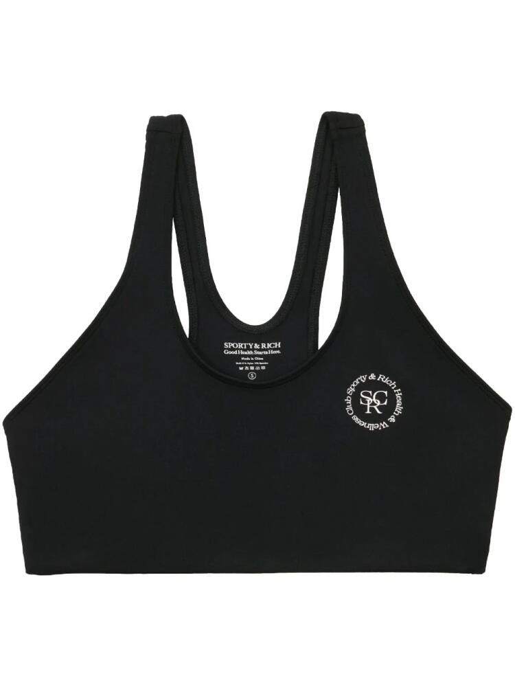 Sporty & Rich logo-print sports bra - Black Cover