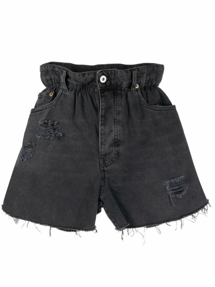 Miu Miu distressed denim shorts - Black Cover