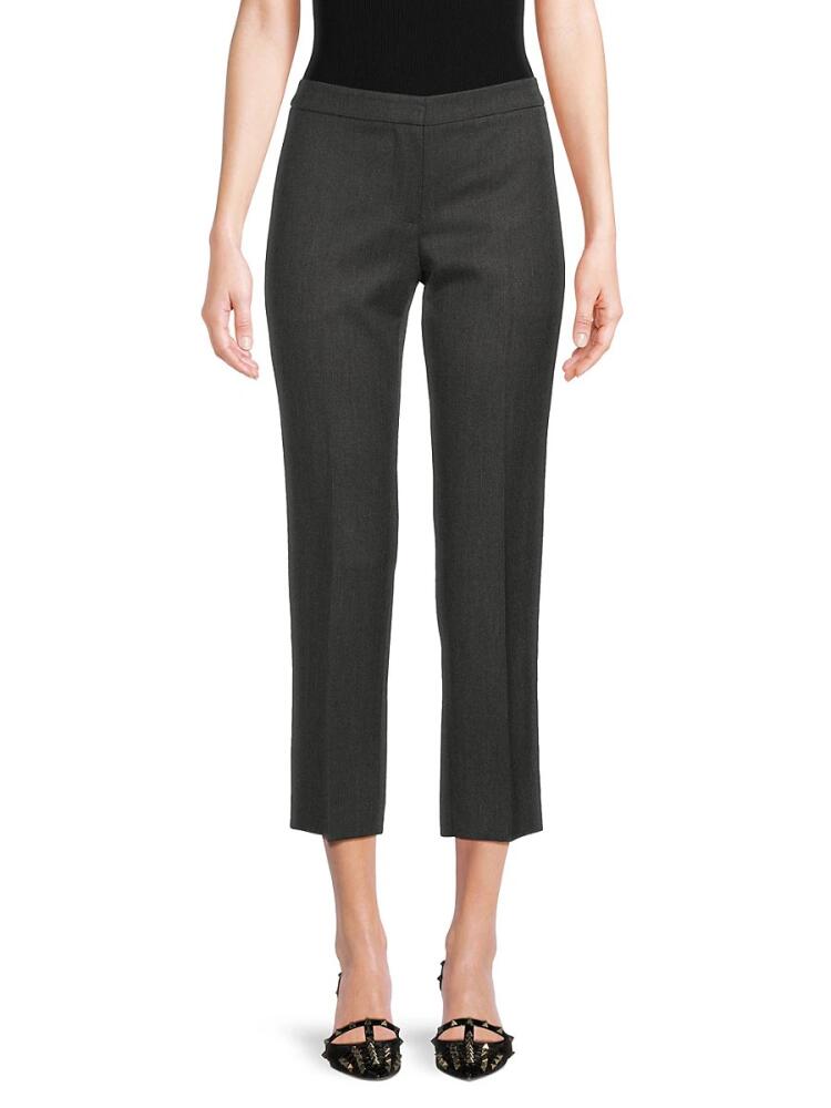 Alexander McQueen Women's Flat Front Cropped Wool Pants - Grey Cover