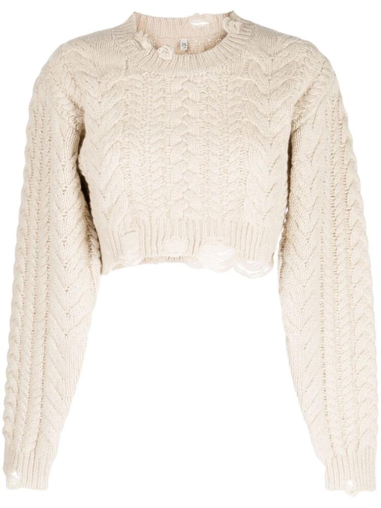 R13 cable-knit cropped jumper - Neutrals Cover