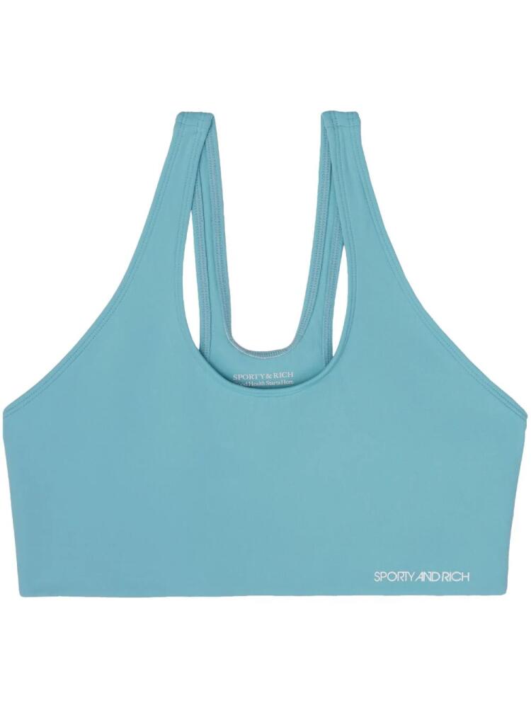 Sporty & Rich seamless logo-print sports bra - Blue Cover